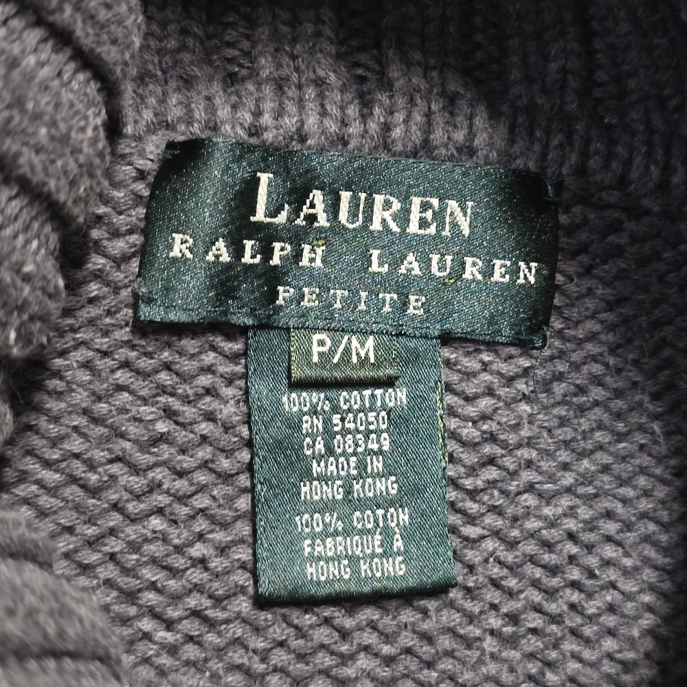Ralph Lauren Turtleneck Chunky Knit Sweater Womens M Petite Monochrome Snowflake - Picture 4 of 13